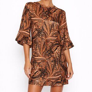Richard Allen x H&M mod paisley Boho Hippie bell sleeve shift dress Size 2 NWT